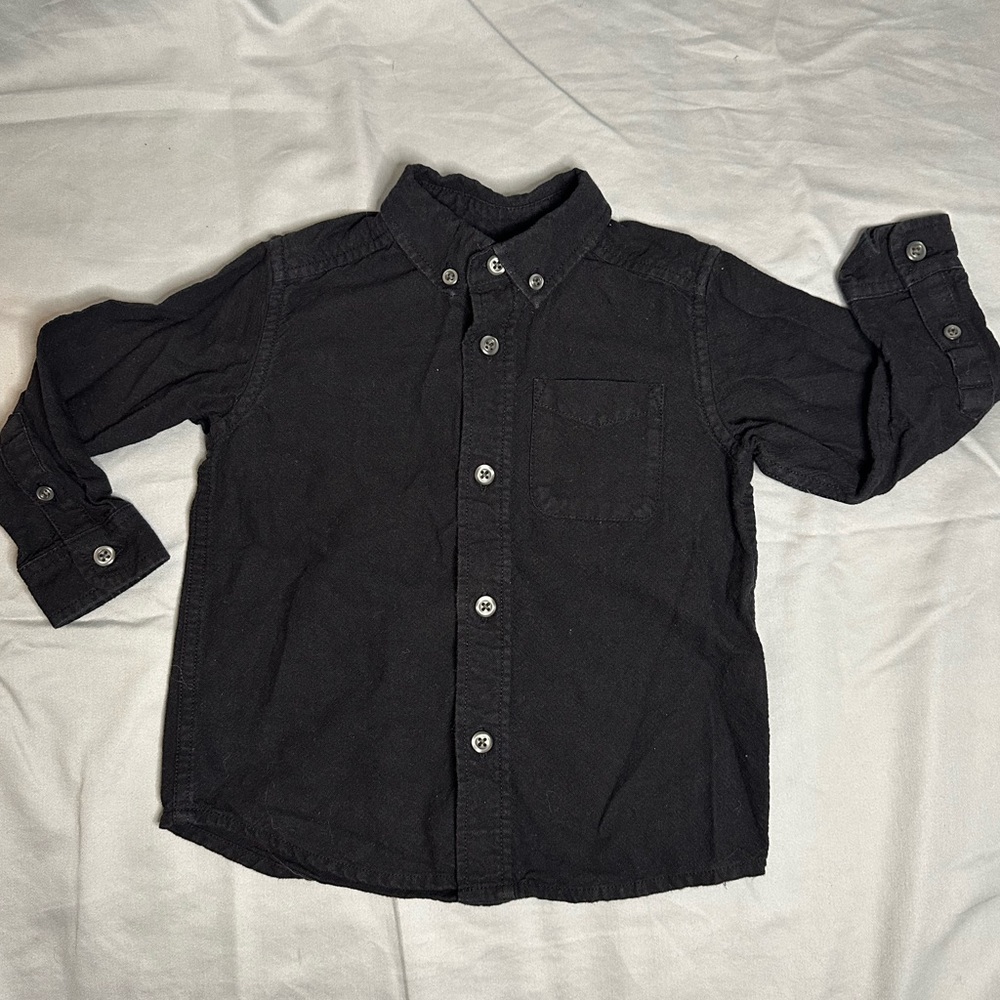 🟢 3/$15 Baby/Toddler Long Sleeve Button Down Black (18-24M)